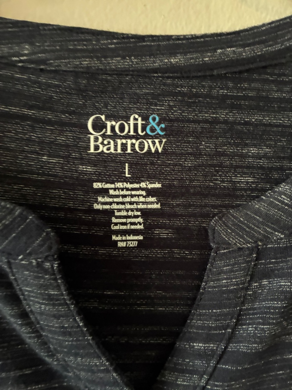 croft & barrow Utility Henley Top Navy Blue SZ L - Picture 3 of 5